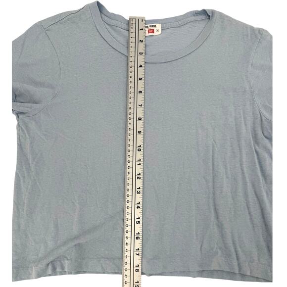 RE/DONE Hanes Women's T-Shirt Cropped Crew Neck Short Sleeve Baby Blue Size M - Picture 9 of 9